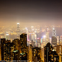 Buy canvas prints of Night Time View Over Hong Kong Island From 'The Peak' by Peter Greenway