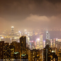 Buy canvas prints of Night Time View Over Hong Kong Island From 'The Peak' by Peter Greenway