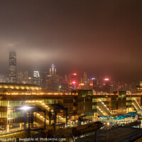 Buy canvas prints of China Ferry Terminal, Hong Kong Illuminated At Night by Peter Greenway
