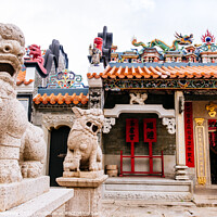 Buy canvas prints of Colour Temple Decorations Outside The Pakti Temple In Chung Chau by Peter Greenway