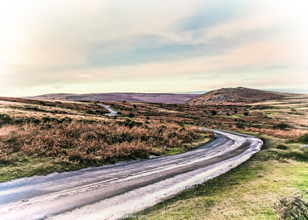Winding Road Through Dartmoor In Devon At Sunset Picture Board by Peter Greenway