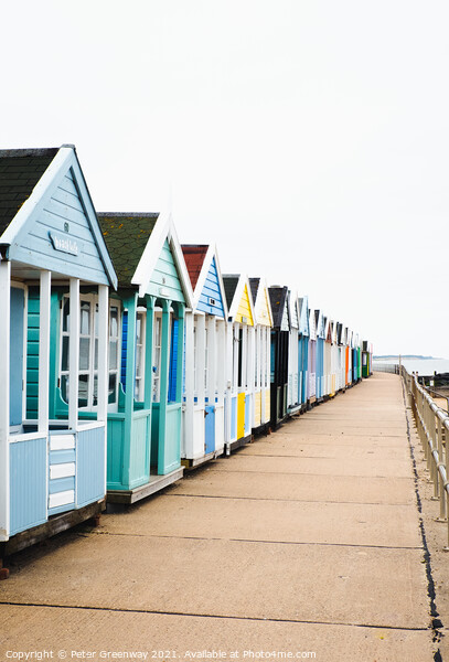 Beach Huts On The Seafront At Southwold, Suffolk Picture Board by Peter Greenway