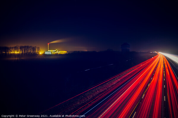 Driving Home For Christmas - M40 Traffic Light Traces Picture Board by Peter Greenway