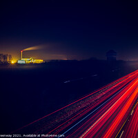 Buy canvas prints of Driving Home For Christmas - M40 Traffic Light Traces by Peter Greenway