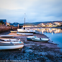 Buy canvas prints of Rowing Gigs At Dusk On The Beach At Shaldon, Devon by Peter Greenway