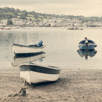 Buy canvas prints of Boats Beached At Low Tide On Teignmouth 'Back Beac by Peter Greenway