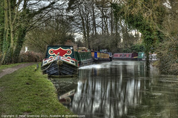 Canal Boats On The Oxford Canal At Thrupp Picture Board by Peter Greenway