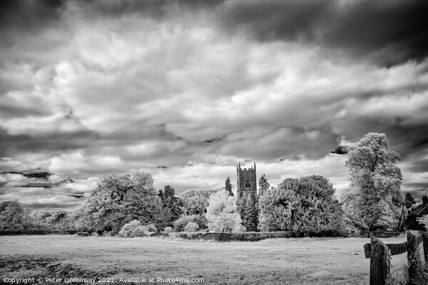 Straton Audley Parish Church Across The Meadow In  Picture Board by Peter Greenway