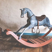 Buy canvas prints of Childrens Attic Nursery Rocking Horse by Peter Greenway