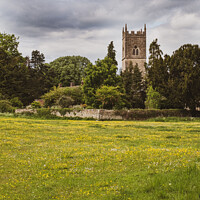 Buy canvas prints of The Tower Of Straton Audley Parish Church, Oxfordshire From Across The Meadow by Peter Greenway