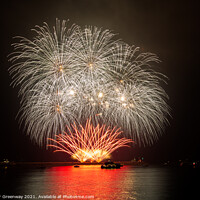 Buy canvas prints of Fireworks Over Plymouth Harbour At The British Fir by Peter Greenway