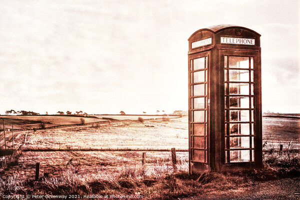 Solitary Red Telephone Box Overlooking The Yorkshi Picture Board by Peter Greenway