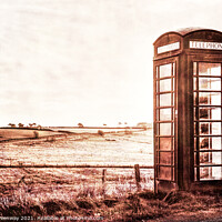 Buy canvas prints of Solitary Red Telephone Box Overlooking The Yorkshi by Peter Greenway