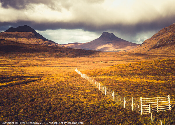 Storm Clouds Over Stacpollaidh Mountain In The Scottish Highlands Picture Board by Peter Greenway