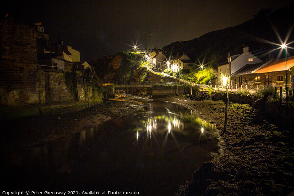 Nightime At Staithes Crowbar Lane Picture Board by Peter Greenway