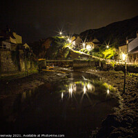 Buy canvas prints of Nightime At Staithes Crowbar Lane by Peter Greenway