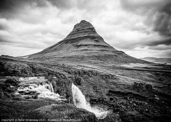 Kirkjufellfoss Waterfall, Iceland in Black & White Picture Board by Peter Greenway