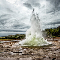Buy canvas prints of The Great Geyser At Iceland Errupting by Peter Greenway
