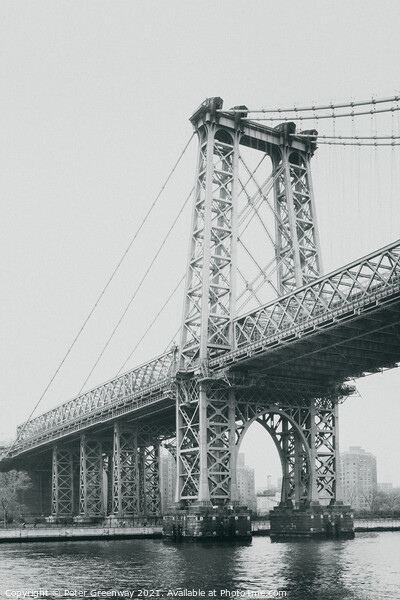 Williamsburg Bridge From New York Harbour Picture Board by Peter Greenway