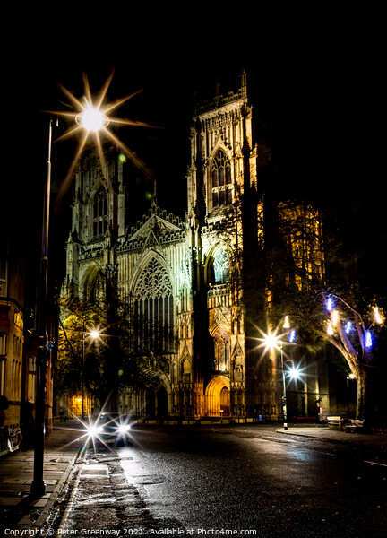 The Famous York Minster Cathedral After Dark In Winter Picture Board by Peter Greenway