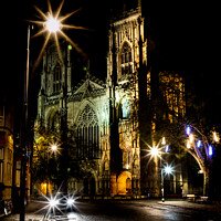 Buy canvas prints of The Famous York Minster Cathedral After Dark In Winter by Peter Greenway