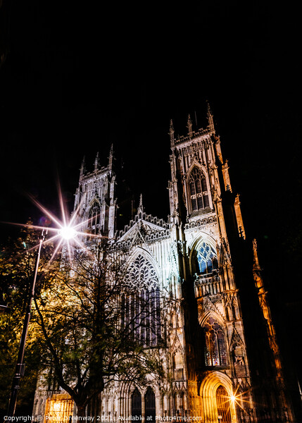The Famous York Minster In York Cathedral After Dark In Winter Picture Board by Peter Greenway