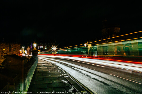 Light Trails On Lendal Bridge, York Picture Board by Peter Greenway