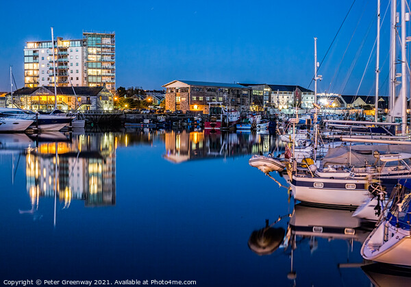 Plymouth Barbican Harbour On A Saturday Night Picture Board by Peter Greenway
