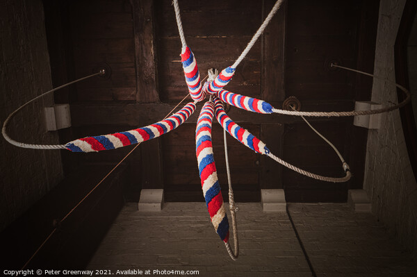 English Church Bellringer Ropes At St Michael, Steeple Claydon,  Picture Board by Peter Greenway