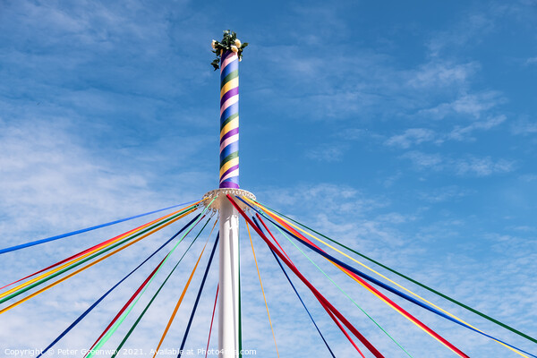 The Woved Coloured Ribbon Patterns On The Maypole Picture Board by Peter Greenway