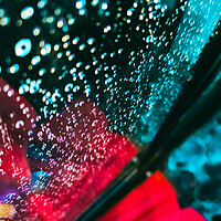 Buy canvas prints of Vibrant background of water drops in a shower by Sol Cantero