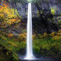 Buy canvas prints of Waterfall and Fall Foliage by Chuck Koonce