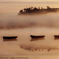 Buy canvas prints of Three boats, Knapps Loch, Kilmalcolm, Scotland by campbell skinner
