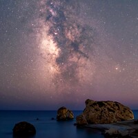 Buy canvas prints of Milky Way at Aphrodite's Rock  by Martin Yiannoullou