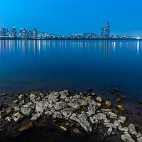 Buy canvas prints of Han river and Seoul cityscape night view in South Korea by Mirko Kuzmanovic