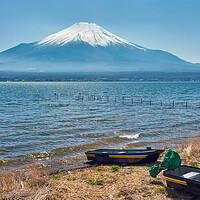 Buy canvas prints of Iconic view of Lake Yamanaka and Mt. Fuji in the background, Japan by Mirko Kuzmanovic