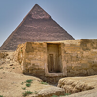 Buy canvas prints of Ancient tomb and the Pyramid of Khafre (Pyramid of Chephren) in Cairo, Egypt by Mirko Kuzmanovic