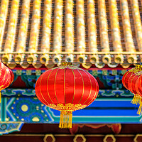 Buy canvas prints of Red lanterns hanging in celebration of the National Day of China in Beijing by Mirko Kuzmanovic