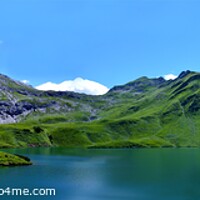 Buy canvas prints of The mountain is a lake in the Alps by gara gamo