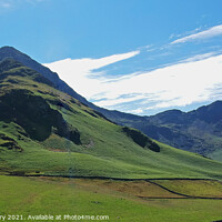 Buy canvas prints of Peaks surrounding Gatesgarth at Buttermere, Lake District by Graham Lathbury