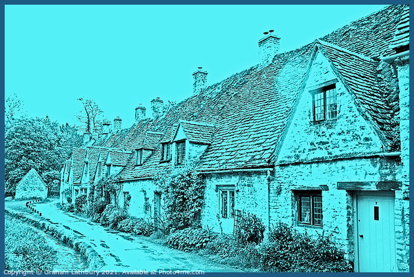 Pen & Ink of Arlington Row, Bibury, Cotswolds Picture Board by Graham Lathbury