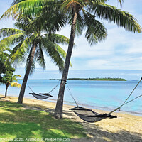 Buy canvas prints of Available hammocks in Fiji by Graham Lathbury