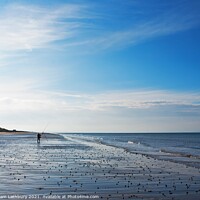 Buy canvas prints of Lone Angler, Pendine Sands by Graham Lathbury