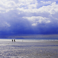 Buy canvas prints of Lone Couple on Pendine Sands by Graham Lathbury