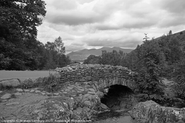 Monochrome Ashness Bridge, Lake District Picture Board by Graham Lathbury
