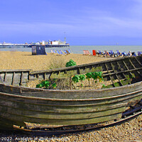 Buy canvas prints of Old Fishing Boat, Brighton Beach by Graham Lathbury