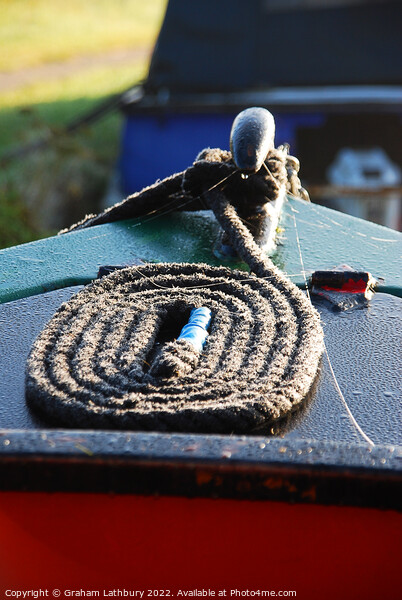 Canal narrowboat bow rope. Picture Board by Graham Lathbury