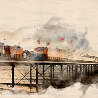 Buy canvas prints of Paignton Pier, Devon - Watercolour by Graham Lathbury