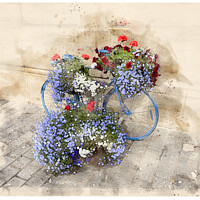 Buy canvas prints of Exeter Bicycle Flowers - watercolour #2 by Graham Lathbury