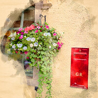 Buy canvas prints of Hanging Basket - Watercolour by Graham Lathbury